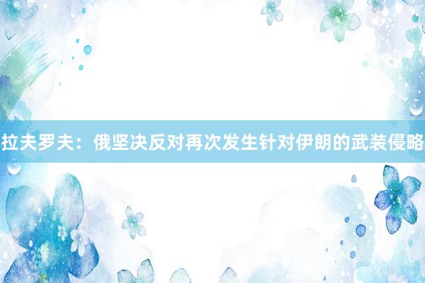 拉夫罗夫：俄坚决反对再次发生针对伊朗的武装侵略