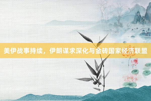 美伊战事持续，伊朗谋求深化与金砖国家经济联盟