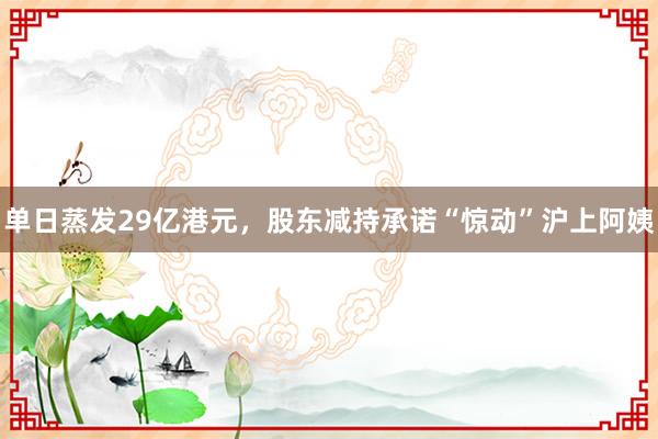 单日蒸发29亿港元，股东减持承诺“惊动”沪上阿姨