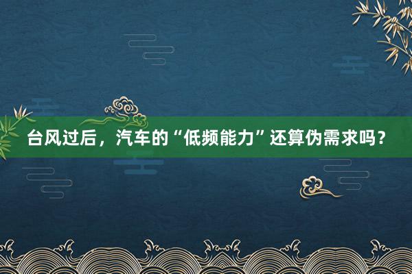 台风过后，汽车的“低频能力”还算伪需求吗？