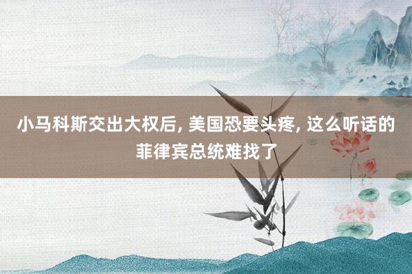 小马科斯交出大权后, 美国恐要头疼, 这么听话的菲律宾总统难找了