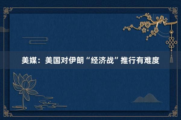 美媒：美国对伊朗“经济战”推行有难度