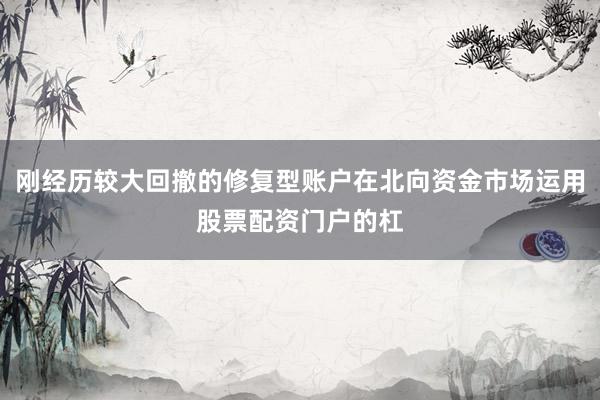 刚经历较大回撤的修复型账户在北向资金市场运用股票配资门户的杠