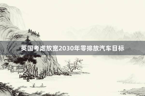 英国考虑放宽2030年零排放汽车目标