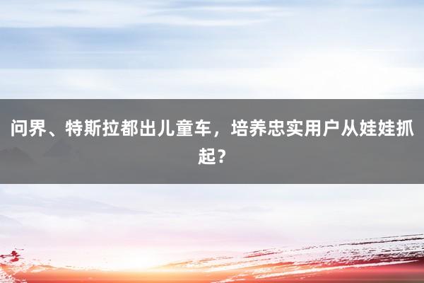 问界、特斯拉都出儿童车，培养忠实用户从娃娃抓起？