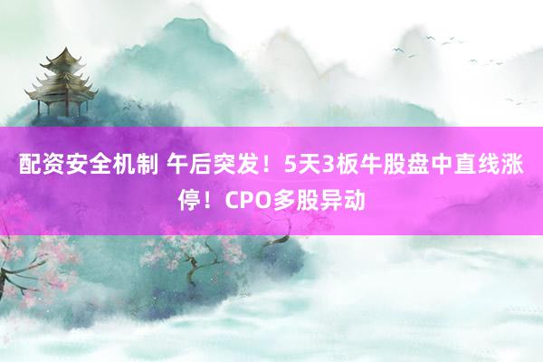 配资安全机制 午后突发！5天3板牛股盘中直线涨停！CPO多股异动
