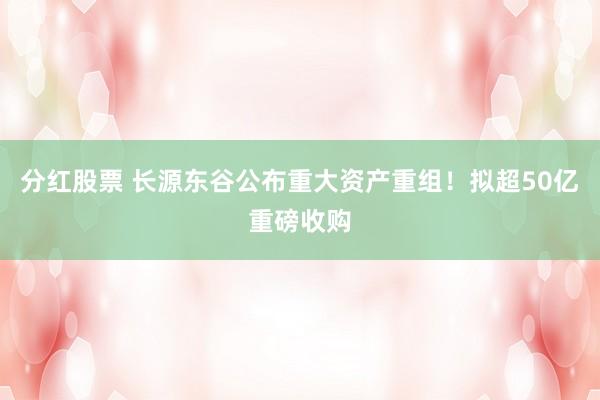分红股票 长源东谷公布重大资产重组！拟超50亿重磅收购