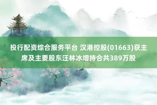 投行配资综合服务平台 汉港控股(01663)获主席及主要股东汪林冰增持合共389万股