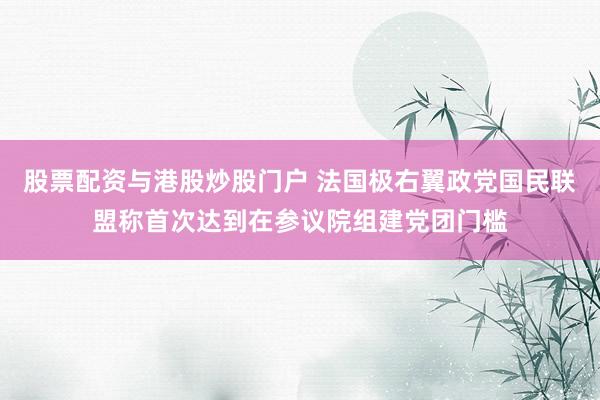 股票配资与港股炒股门户 法国极右翼政党国民联盟称首次达到在参议院组建党团门槛