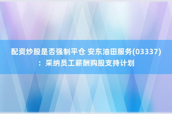 配资炒股是否强制平仓 安东油田服务(03337)：采纳员工薪酬购股支持计划