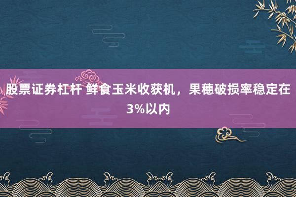 股票证券杠杆 鲜食玉米收获机,果穗破损率稳定在3%以内